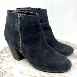 BP Trolley Zip Detail Black Distressed Nubuck Booties 8 Edgy Moto Minimalist